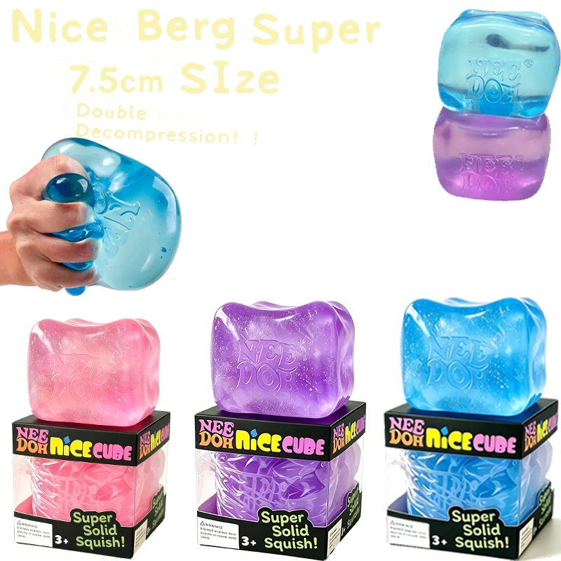 Needoh Nice Big Cube Shape Fidget Toy Slow Rising Squishy Safe Multicolored Relief Stress Autism ADHD Focus Toy for Adults Gift