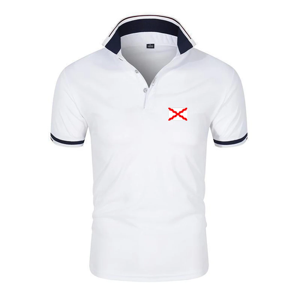 Plain Summer Quick Dry Short Sleeve Polo Shirt Spanish Empire Retro Spain Logo Print Men's Tight Gym Trainer Fitness T-shirt