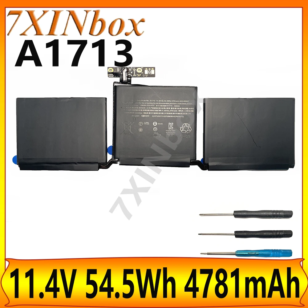 

7XINbox A1713 11.4V 54.5Wh 4781mAh Laptop Battery For Apple MacBook Macbook Pro 13 A1708 2016 MLL42CH/A MLUQ2CH/A 020-00946