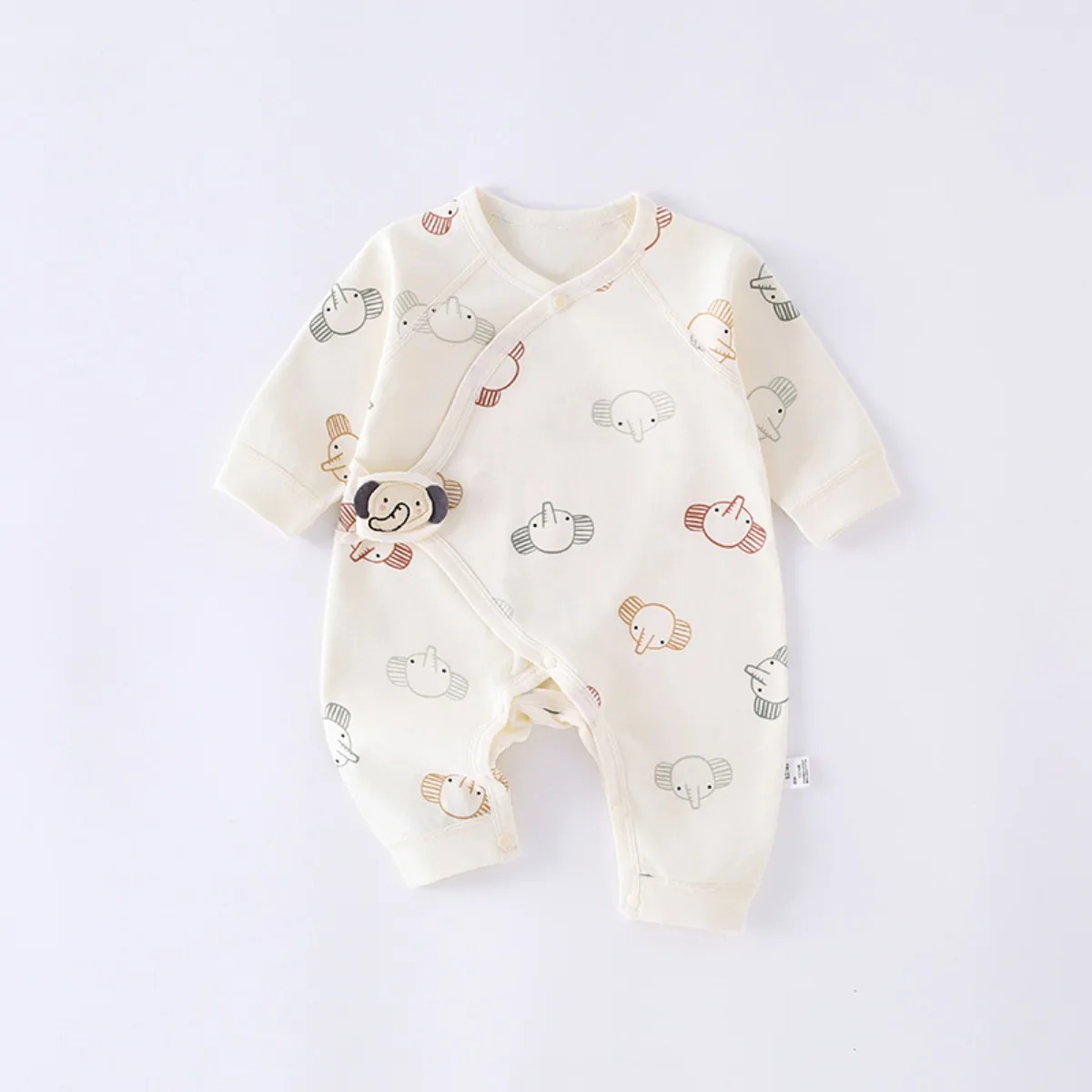 

Новый стильный комбинезон для младенцев из чистого хлопка, 0-6 месяцев, для новорожденных, весна-осень, с застежкой-липучкой для легкой смены подгузников, милый вязаный ромпер для малышей