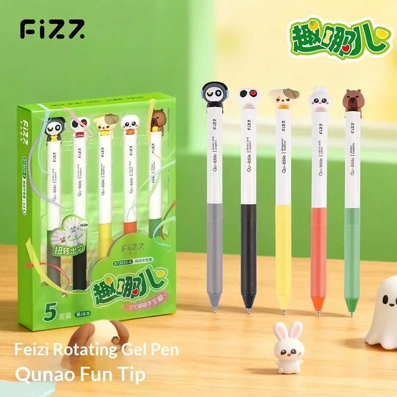 

Fizz Kawaii 3D Rotate Gel Pens,Animal Style 0.5mm Black Quick Drying Ink&Skip-Free with Double Ball Point Fun Unzip Stationery