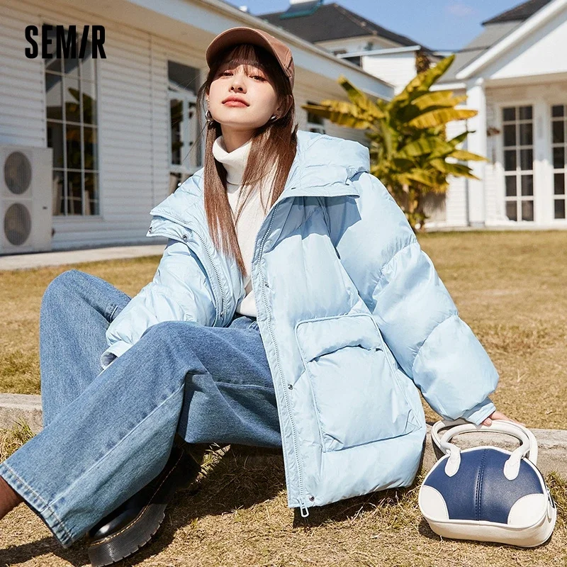 

Semir Down Jacket Women Mid-Length Raglan Sleeve Waterproof Warm Winter Oversize Sweet Cool Temperament Hooded Jacket