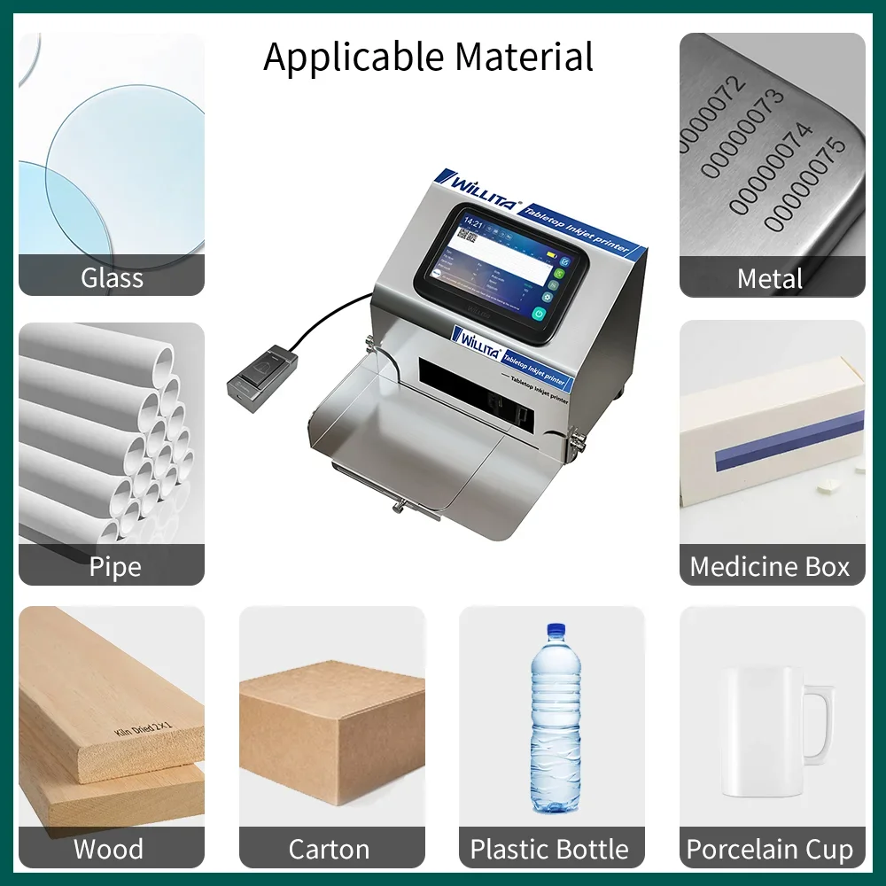 Imagem -05 - Desktop Static Inkjet Printers Modos de Operação Data de Validade Código de Barras qr Code Garrafa Metal Plástico Impressão Máquina de Codificação Wld-j1