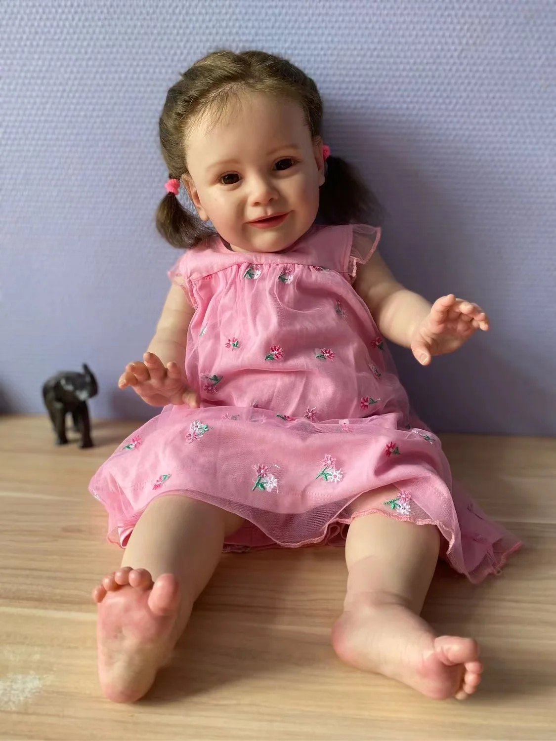 

FBBD Customized Limited Supply 26inch Reborn Baby ZOE With Hand-Rooted Brown Hair Already Finished Doll With Different Dress