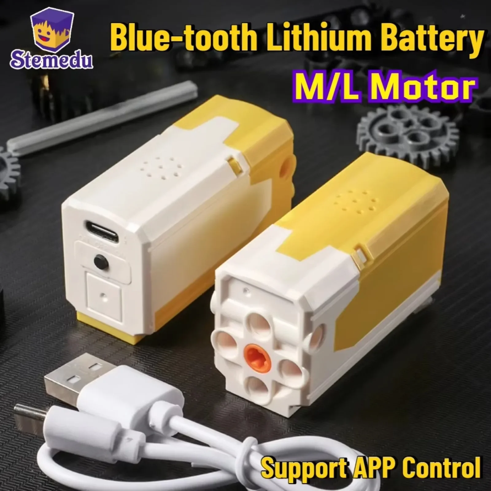 Moc recarregável m l motor app controle bateria de lítio dente azul compatível com legoeds 8883 peça de montagem pf de alta tecnologia 9686
