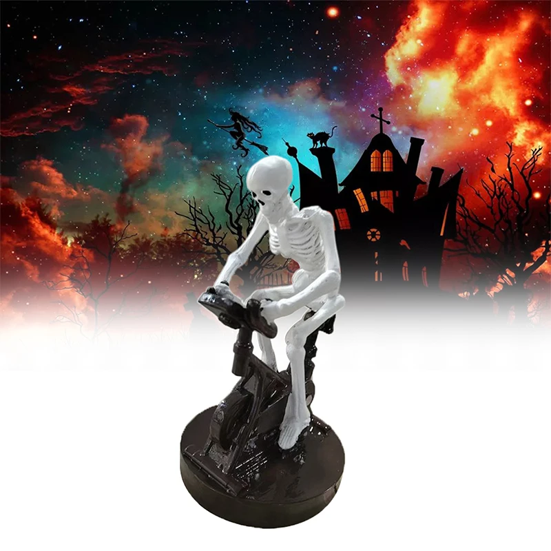 

Skeleton Riding On Bikes Sculpture Halloween Decor Spooky Skeleton Bicycles Halloween Figurine Skeleton Riding A Bikes Statues