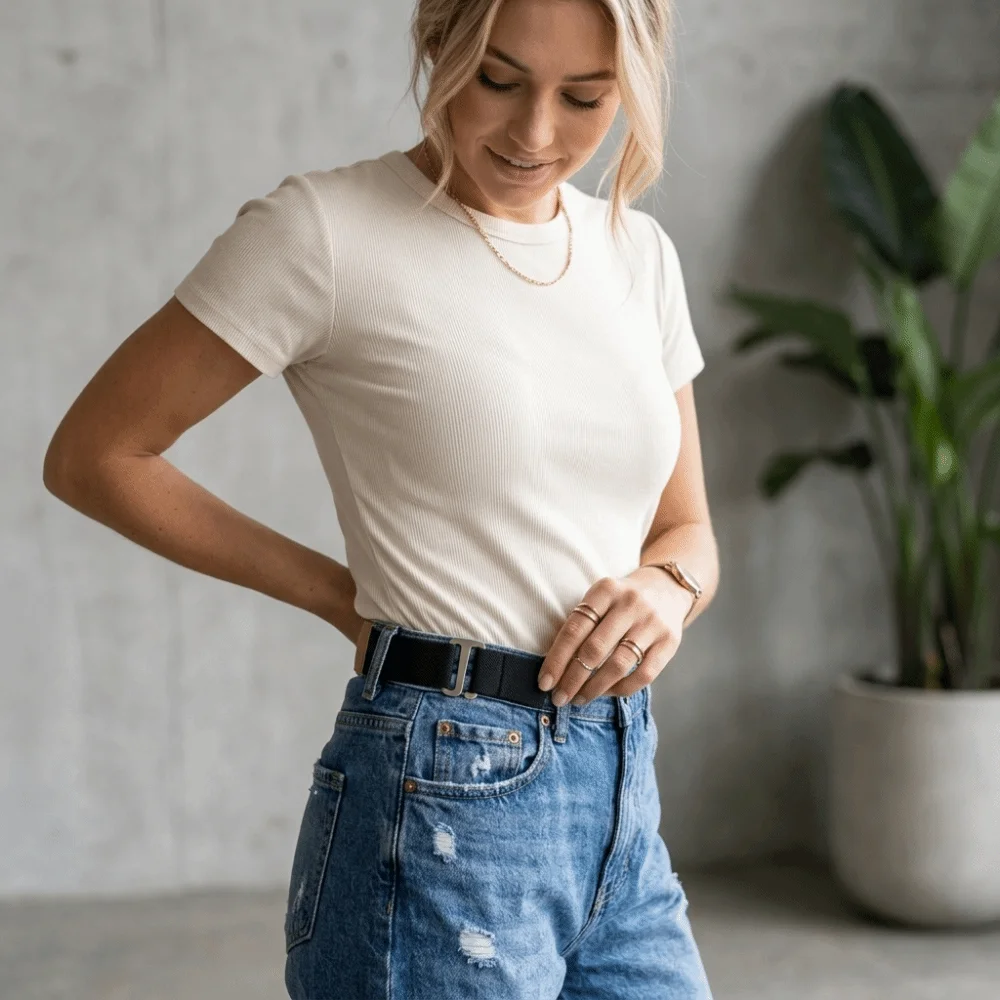Metal Invisible Elastic Waist Belt Adjustable Elastic Hook Buckle Elastic Belt Comfortable Waist Buckle Stretch No Trace Belt
