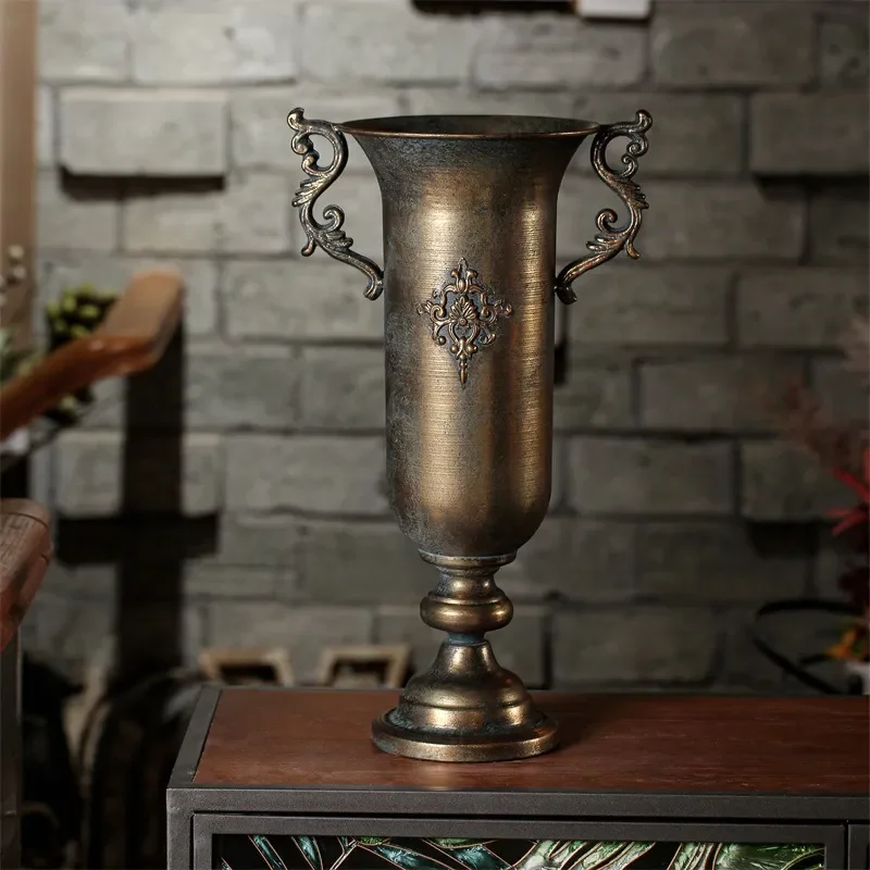 Silver Wrought Iron Flower Vase Metal Urn for Wedding Banquet Hotel Restaurant Living Room Home Decor Floral Arrangement