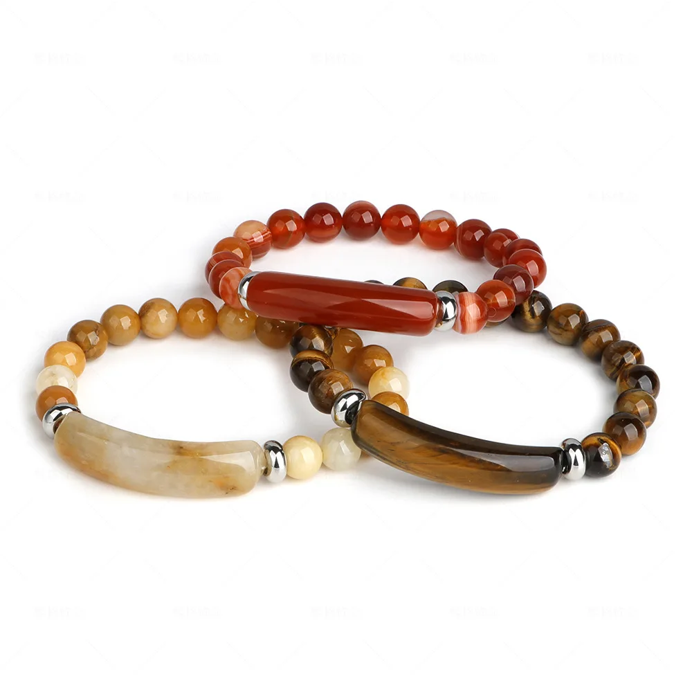 Fashionable Elastic Knitting Crystal Bracelet Classic Leisure Women\'s Ethnic Style Ball Bracelet Simple Natural Stone Bracelet