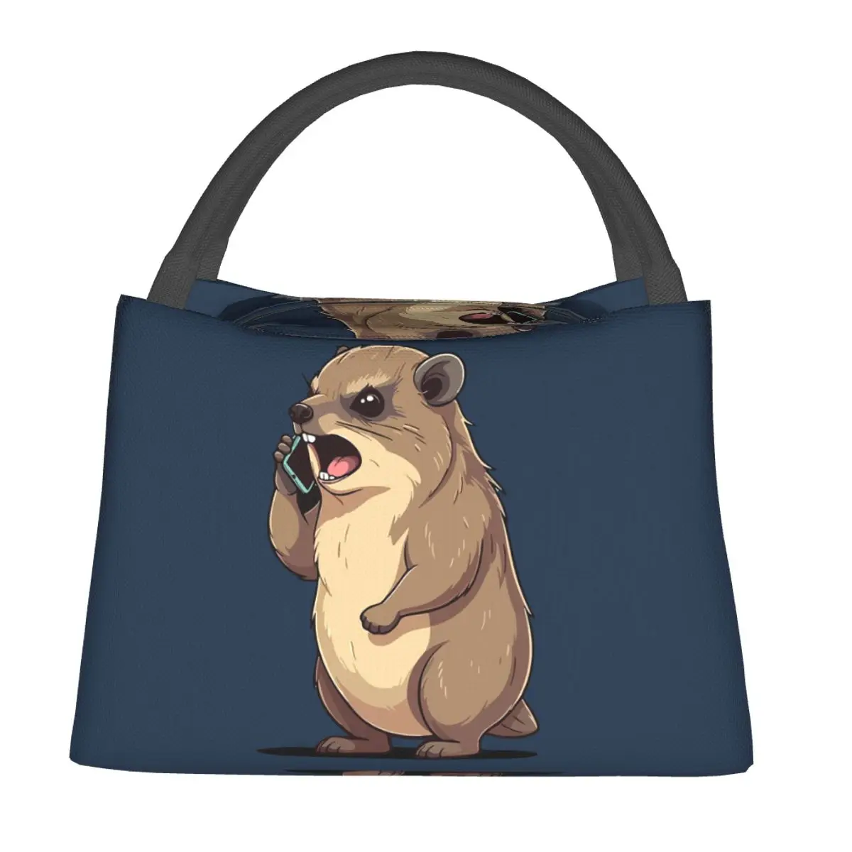 Rock Hyrax Awawa On Phone Groundhog Dassi Lunch Bags Bento Box  Lunch Tote Picnic Bags Thermal Bag for Woman Student School