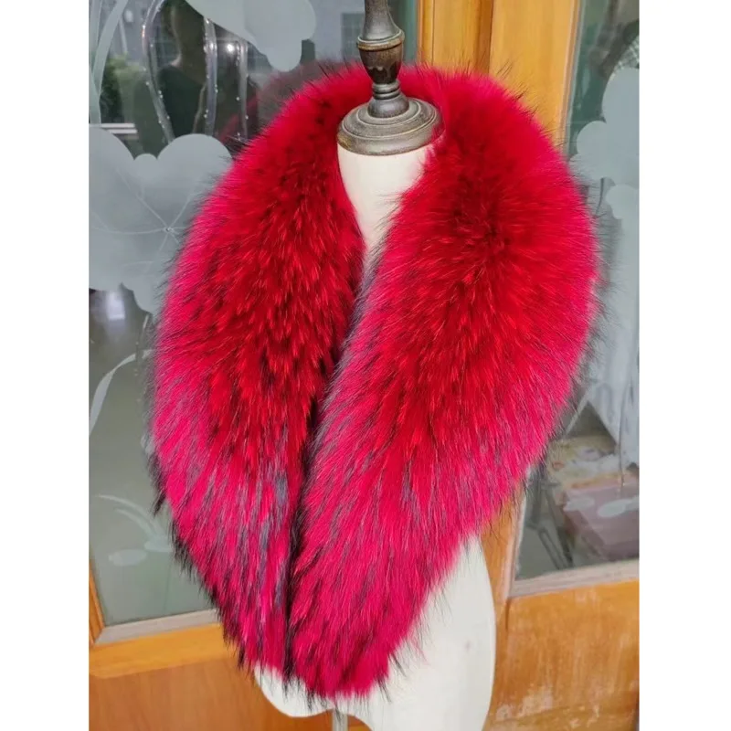 Raccoon Fur Collar Female Winter Fur Collar Coat Jacket Shawl Women Furry Fur Collar Scarves Neck Warmer Natural Fur Scarves view 6