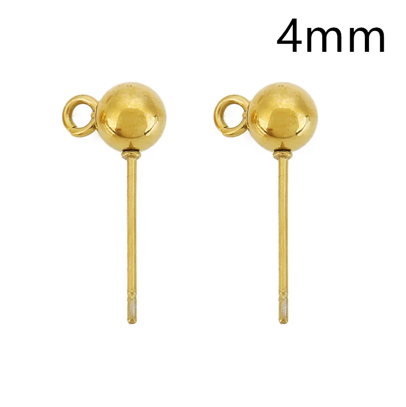 20 Stück PVD verblasst nie Edelstahl Ohrstecker Pfostenstifte mit Schleife 4 5 6 8 mm Ohrringverschlüsse Herstellung für Schmuckzubehör