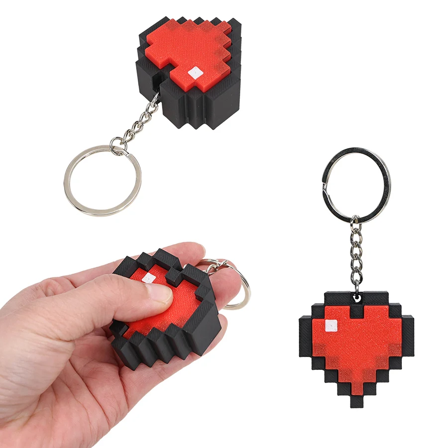 3D Printed Heart Button Keychain Pendant Keychain Model Pendant Decompression Decorative Gift