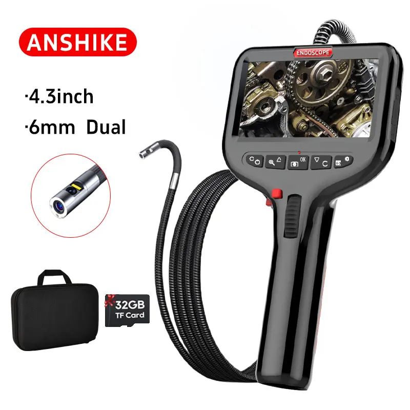 

Industrial Endoscope 360°Automatic Rotating 4.3-inch IPS Screen 1080P HD Dual Camera Car Repair Pipe Carbon Deposit Detection