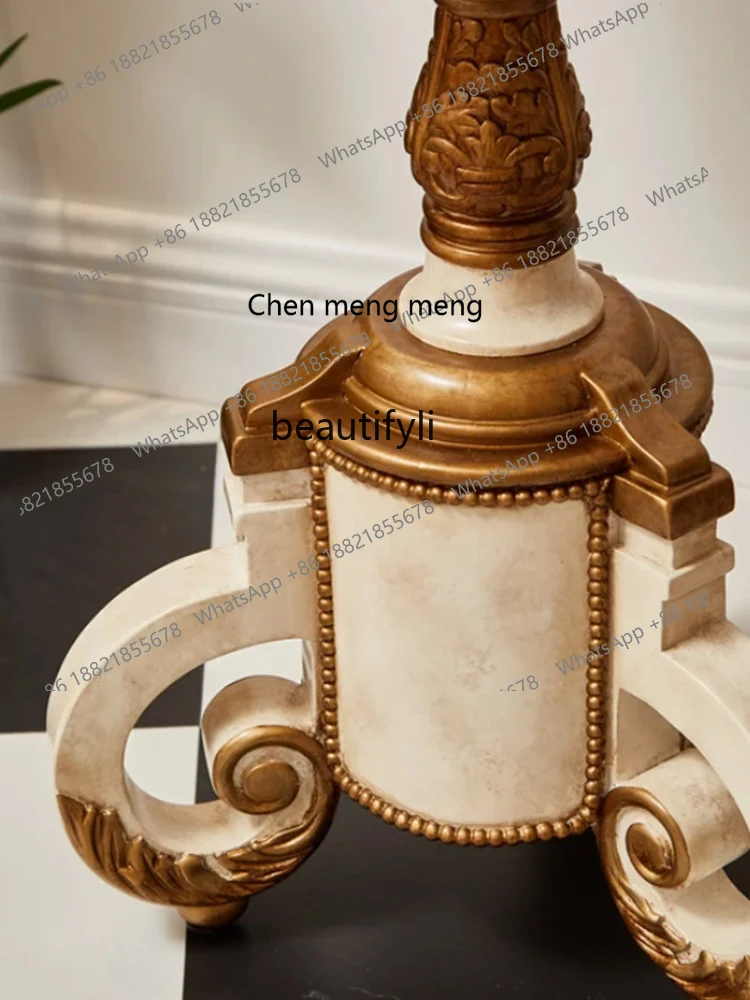 โต๊ะน้ำชาทรงกลมสไตล์วินเทจแบบอเมริกัน โต๊ะกาแฟทรงกลมลายลูกไม้สไตล์คันทรี โต๊ะกาแฟขนาดเล็กหรูหรา