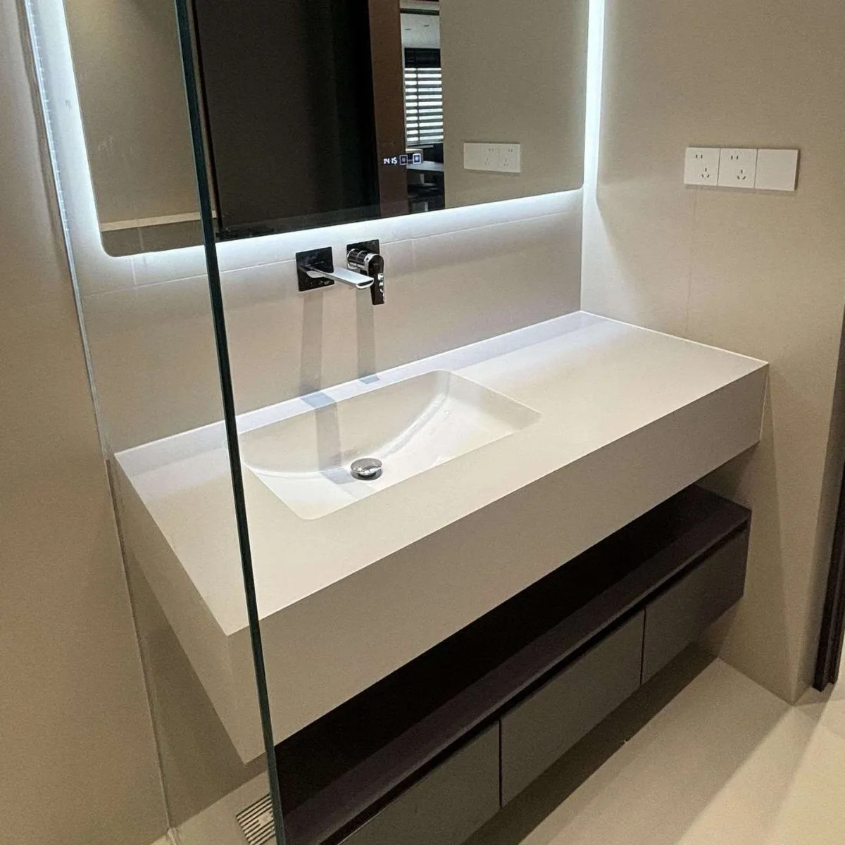 

Washbasin cabinet, simple, new, hotel style, bathroom, rock slab