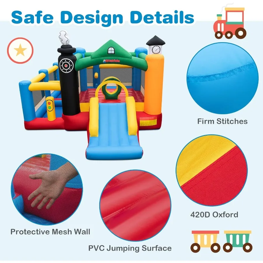 نفخ ترتد البيت قطار موضوع القفز القلعة مع الشريحة الكرة حفرة كرة السلة حافة للاستخدام الداخلي في الهواء الطلق متعة وآمنة Infla #4
