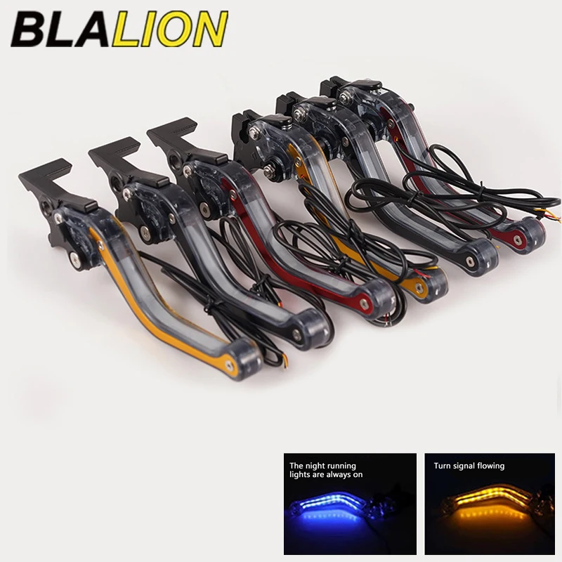 BLALION levier de frein moto LED Signal lumineux embrayage hydraulique réglable CNC 6 trous universel pour GY6 125cc Scooters vélos
