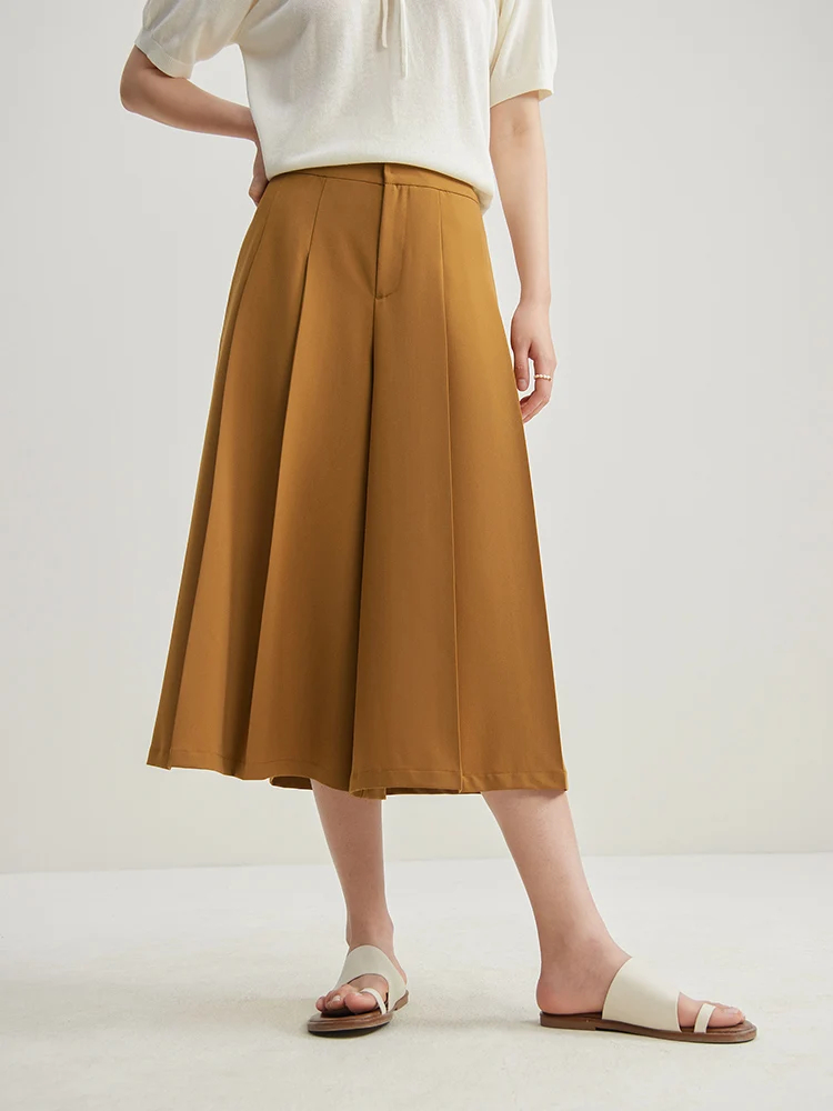 DUSHU Oversize Hepburn Style High Waisted Fashionable Cropped Skirt Pants 2024 Summer New Commuting Versatile Loose Fit24DS82131