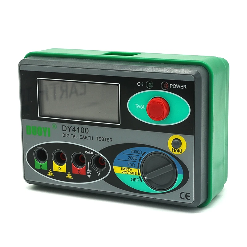 DY4100 Digital Earth Resistance Meter Ground Resistance Tester 0-2000 ohm Insulating Meter Lightning Protection Detector