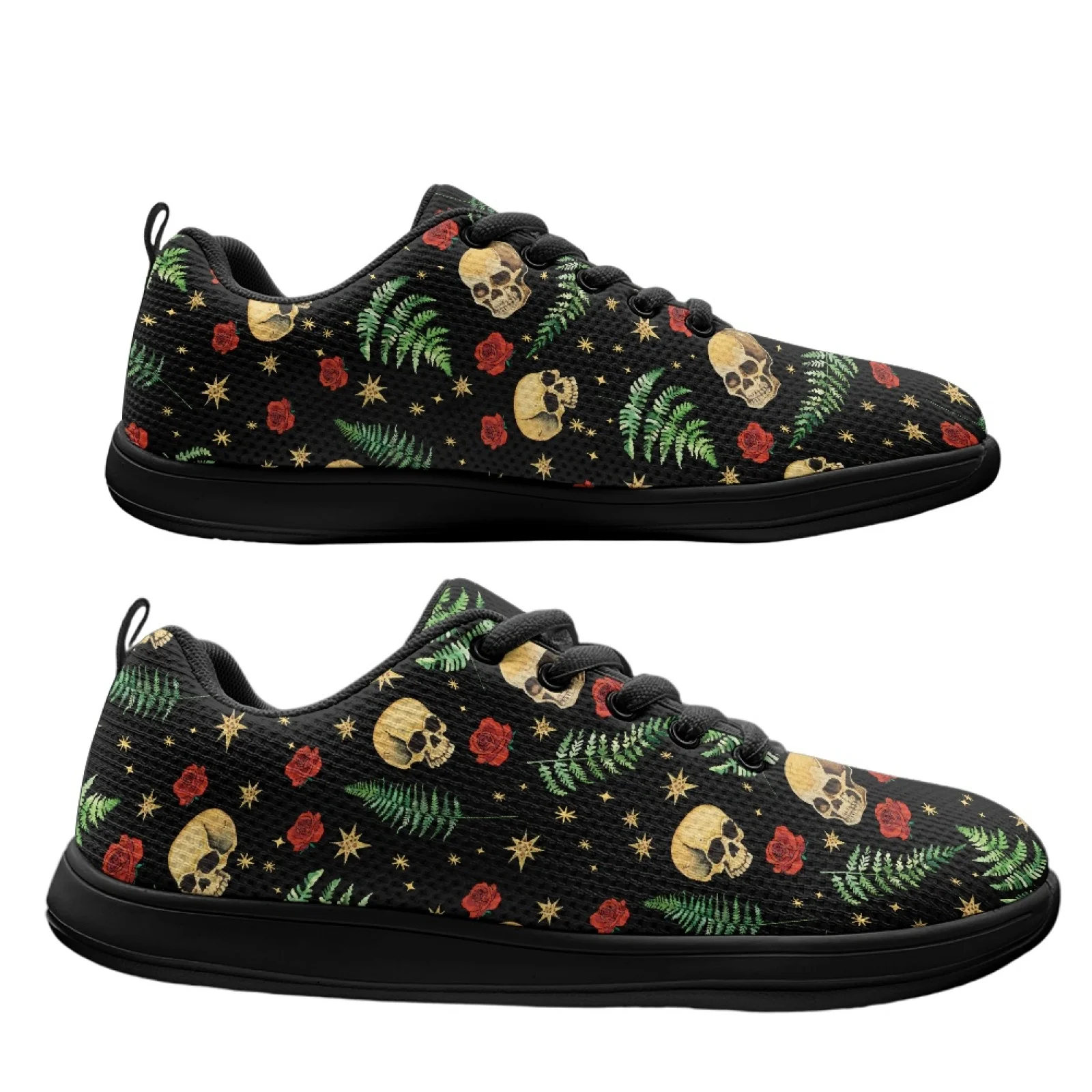 PENSTROLL Skull Rose Fern Star Walking Shoes Mesh & EVA Running Shoes Durable Wide Width Sneaker for Men