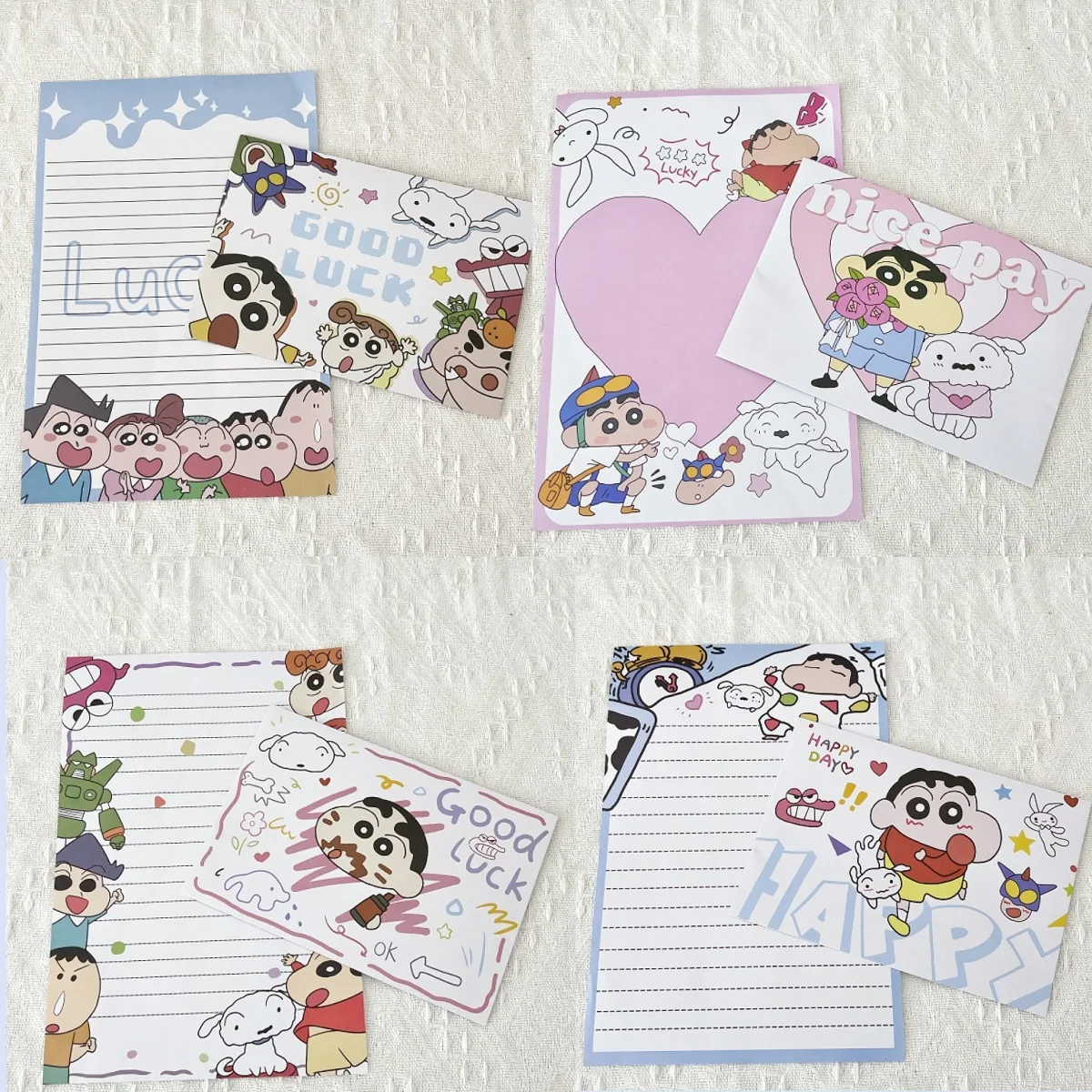 Kawaii Crayon Shin Chan Envelope Letter Suit Cartoon Anime Doll Message Paper Creative Birthday Wishes Christmas Couple Gift Toy