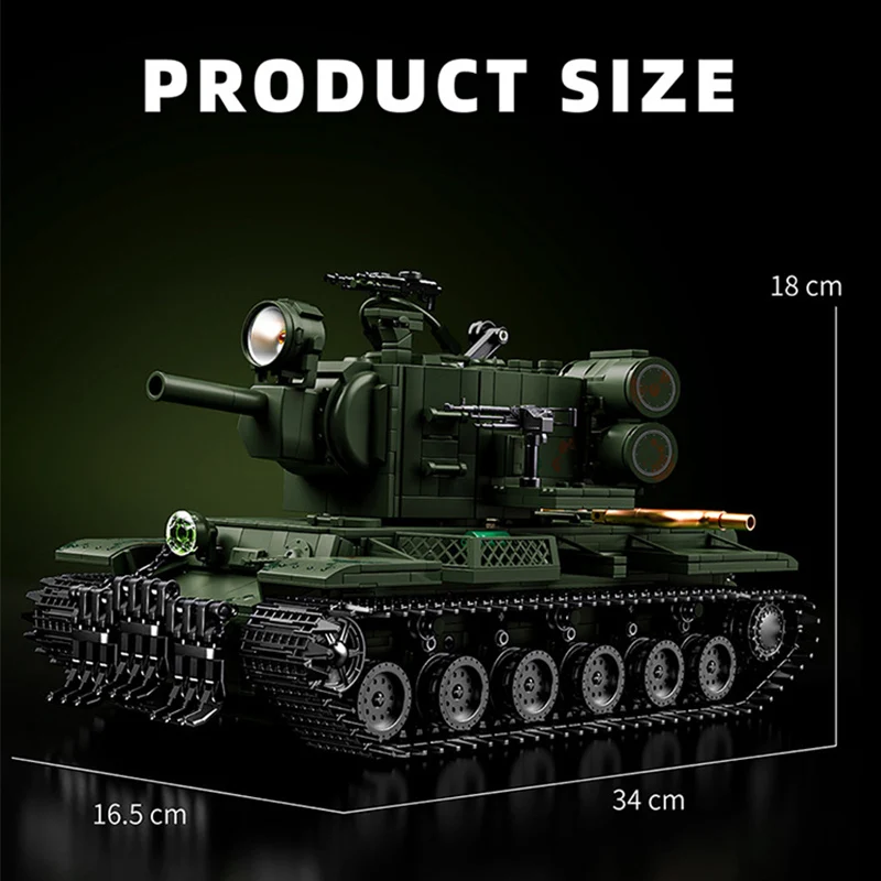 Tanque pesado militar WW2 KV2, leopardo alemán 2A8, tanque de batalla principal, bloques de construcción, armas técnicas del ejército, juguetes de ladrillos, regalo para niños