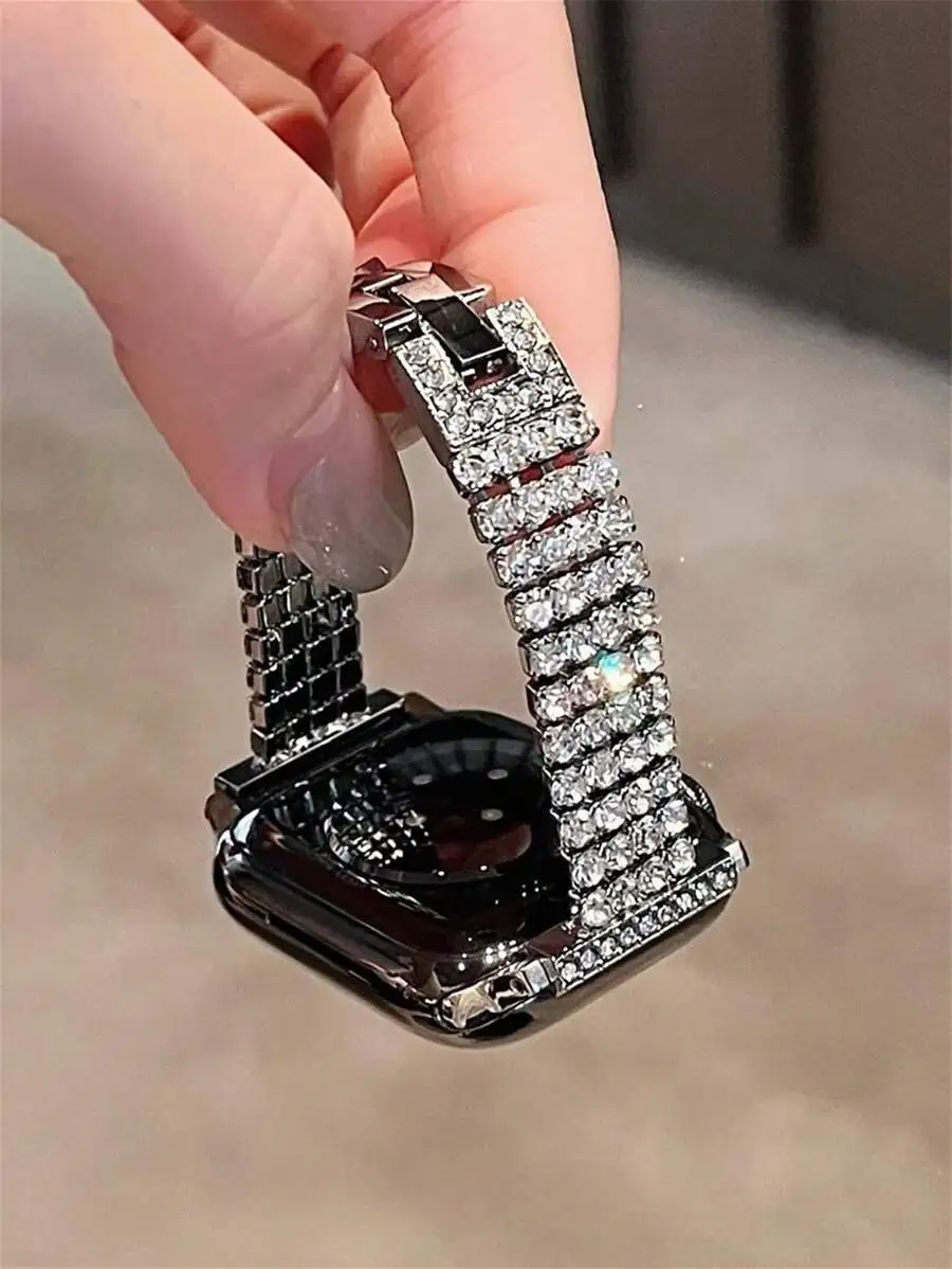 

Ремешок для умных часов из нержавеющей стали с рядами кристаллических страз