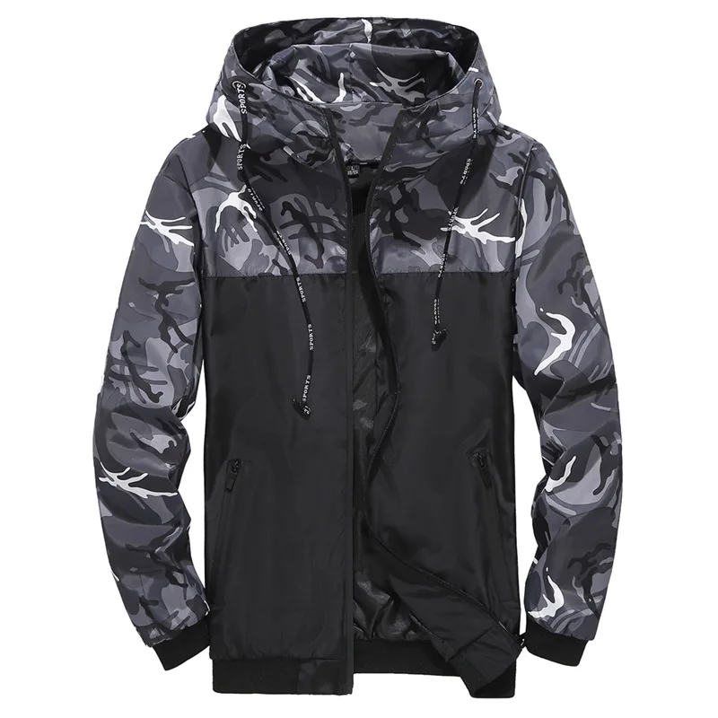 Military-Style Camouflage Hooded Jacket for Men - Youthful & Trendy