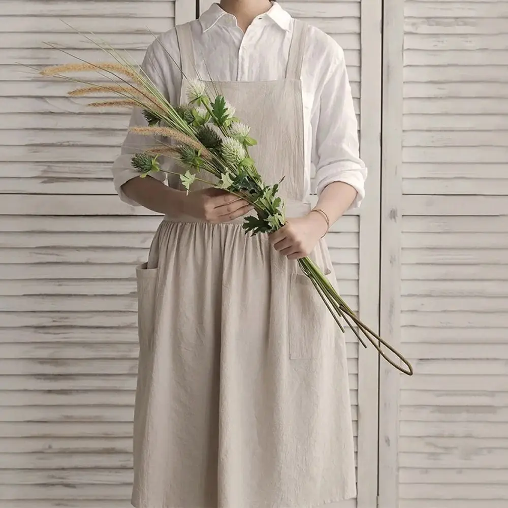 

Minimalist Kitchen Cooking Apron Adult/Children Solid Color Children's Apron Wear Resistant Household Florist Apron