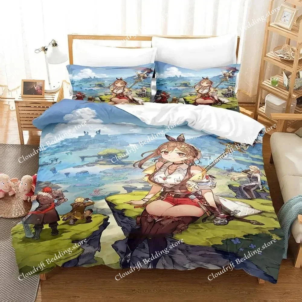 

Anime Atelier Ryza Bedding Set Duvet Cover Bed Set Quilt Cover Pillowcase Comforter king Queen Size Boys Adult Bedding Set