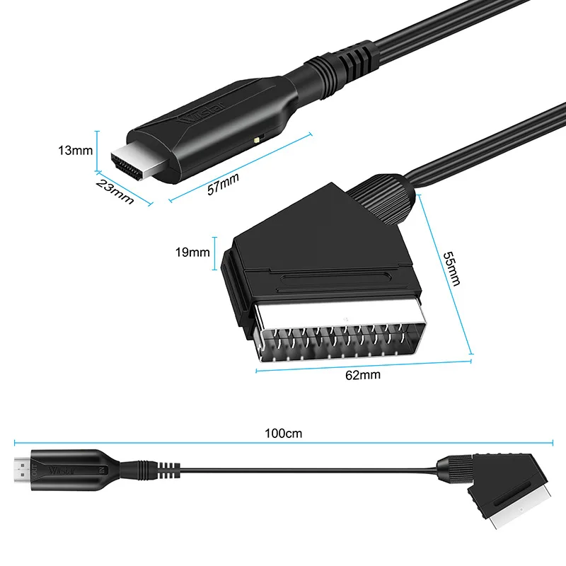 SCART To HDMI Cable Is 1 Meter Long For Easy Conversion Cable