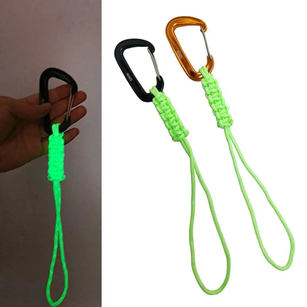 Scuba Diving Safety Anti-Loss Tether For Dive Light Torch Camera Dive Luminous glow Lanyard with 12KN Snap Hook