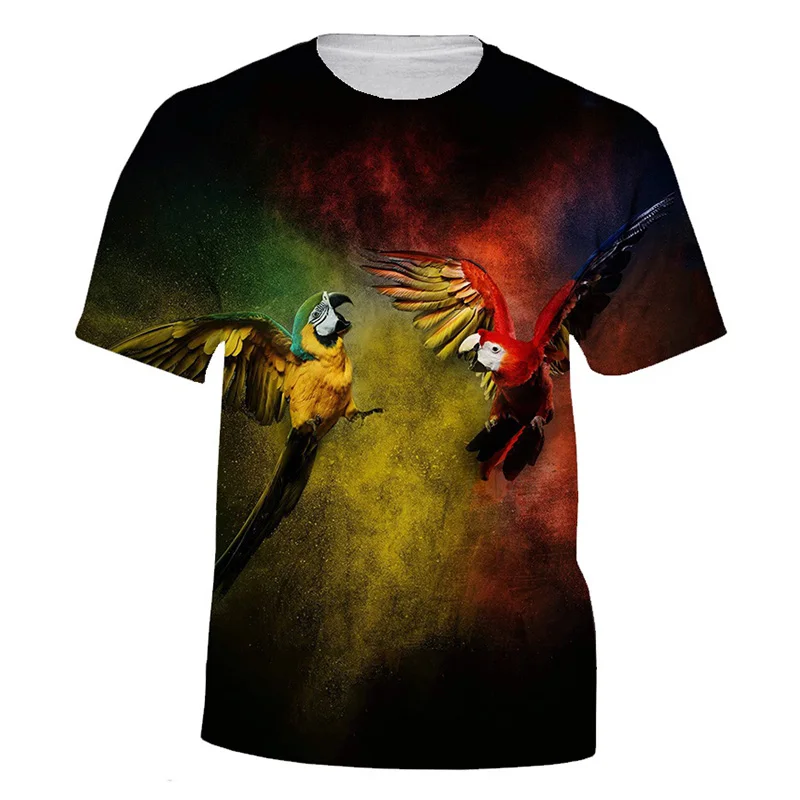 New Parrot Pattern T Shirts Animal 3D Print Men Women Short Sleeve T-Shirt Streetwear Oversized Harajuku Kids Tops Tees Clothing