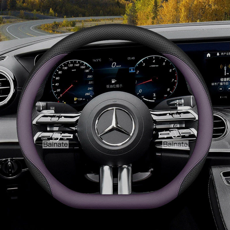Geeignet für Mercedes-Benz Atmungsaktiver Leder-Lenkradbezug E C Klasse GLE GLC GLA GLB CLS CLA EQB EQE EQS AMG Vito GLS – Detail 5
