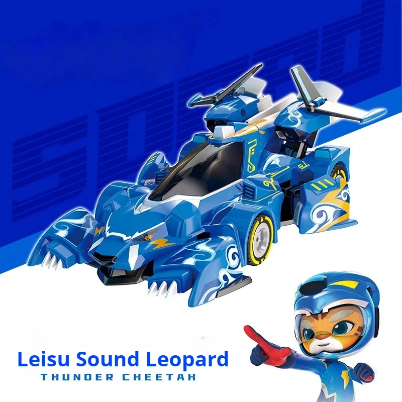 Precision Crafted Transformable Pull Back Race Car Model Racing Little Hero Pvc Thunder Cheetah Kids Mecha Action Figure Toy Set