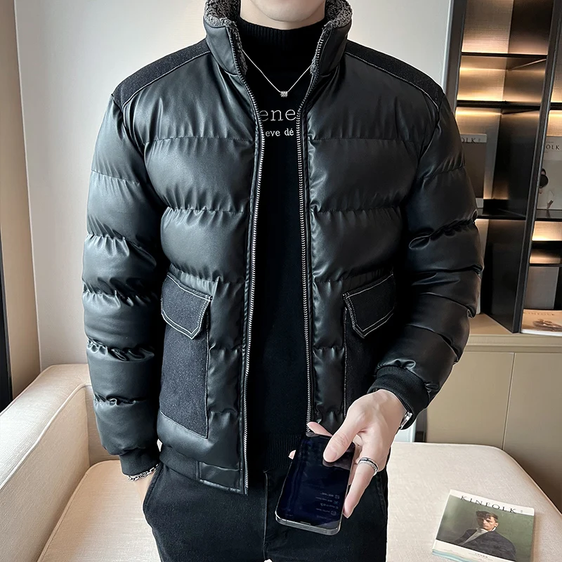 Autumn and Winter New Men's Windproof and Warm Imitation Leather Jacket Men's Outdoor Sports and Leisure Top Big Size M-5XL