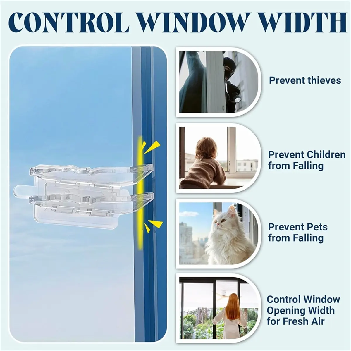 NEW 4-Pack Sliding Glass Door and Window Locks - Extra Strong Adhesive for Child Safety and Home Security