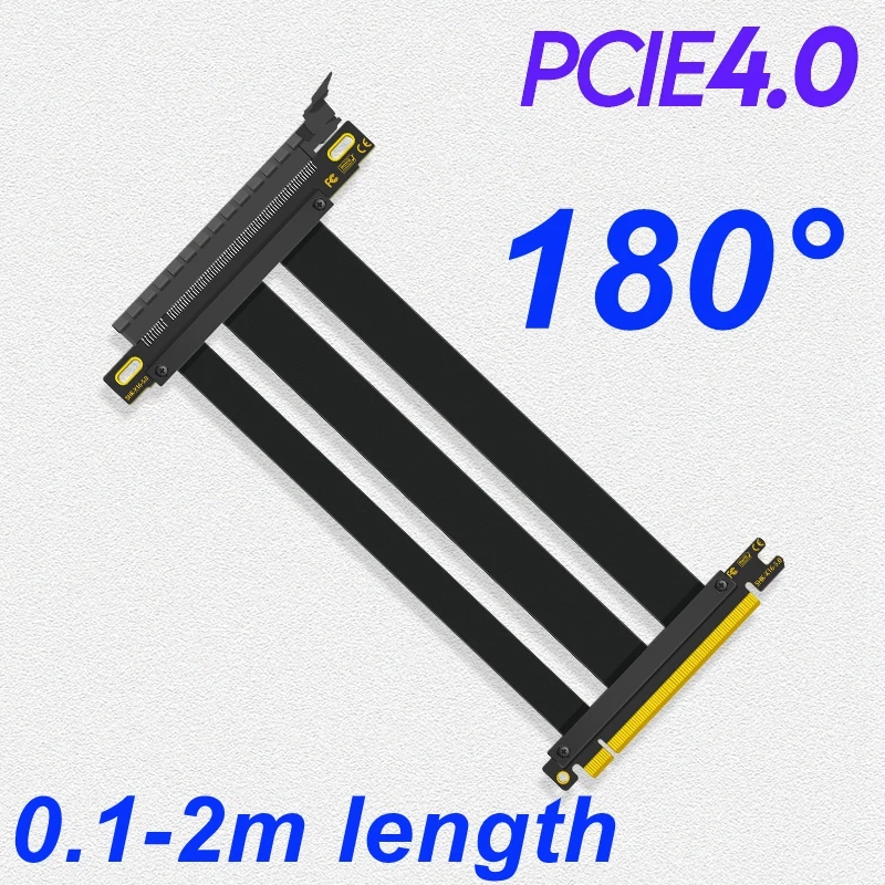 80/100/150/180/200cm Full Speed 4.0 PCIE X16 Riser Cable Graphics Card Extension Cable GPU PCI Express Riser Shielded Extender