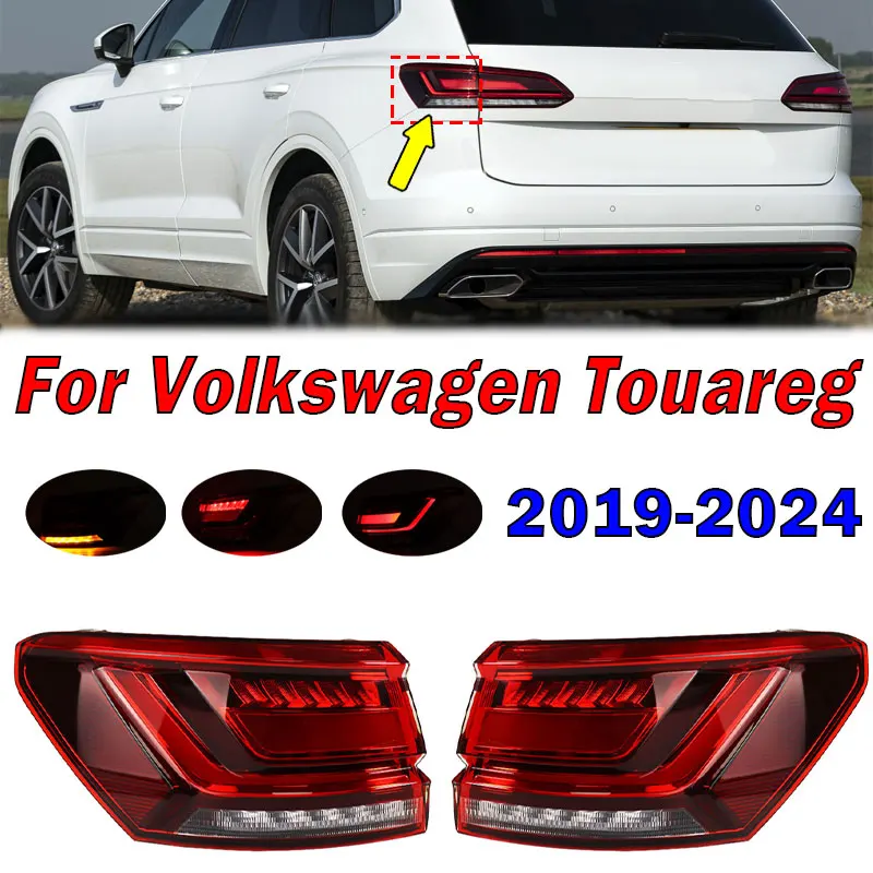

Автомобильные аксессуары для Volkswagen VW Touareg 2019-2024, европейская версия, внешний задний фонарь, сигнальная лампа, задний фонарь в сборе