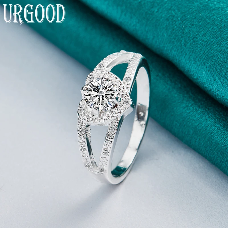 925 Sterling Zilveren Aaa Zirkoon Liefde Hart Ring Voor Vrouwen Man Feest Verloving Bruiloft Romantische Mode Sieraden Cadeau