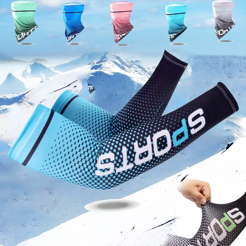 New Ice Silk Sleeve protezione solare polsino protezione solare UV manicotti antiscivolo uomo donna guanti lunghi Outdoor Cool Sport ciclismo