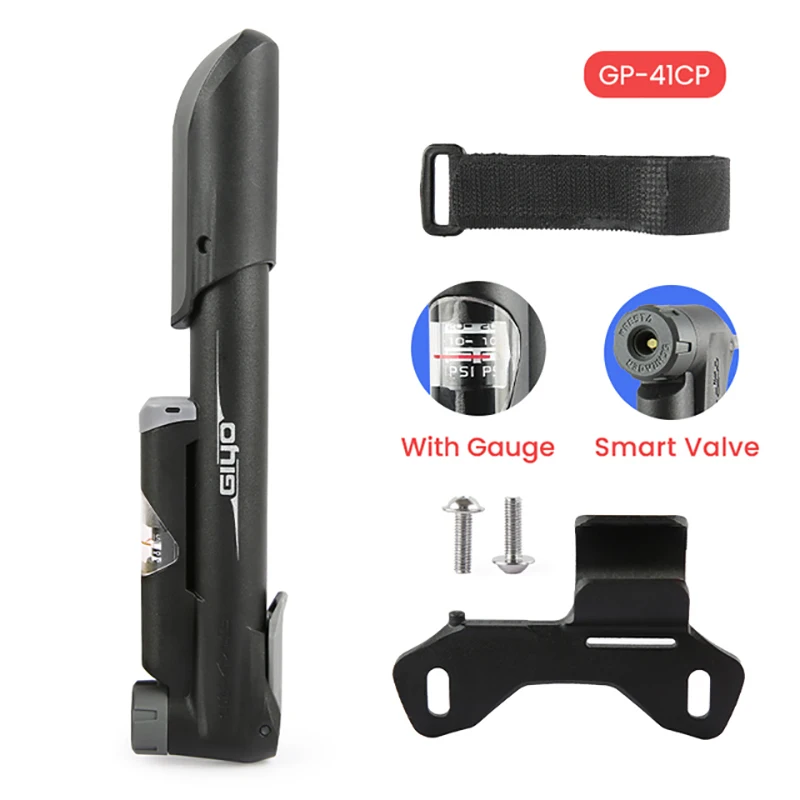 GIYO 120psi Portable Bicycle Pump with Gauge Mini Hand Cycling Air Pump Mountain Bike Smart Valve Pump Ball Toy Tire Inflator