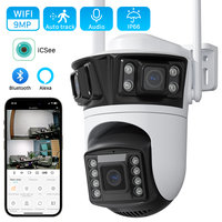 6K 12MP HD Three Screen WIFI IP Camera Outdoor Three Lens Camera 6MP Ai Human Detection iCsee App CCTV Video Security Camera