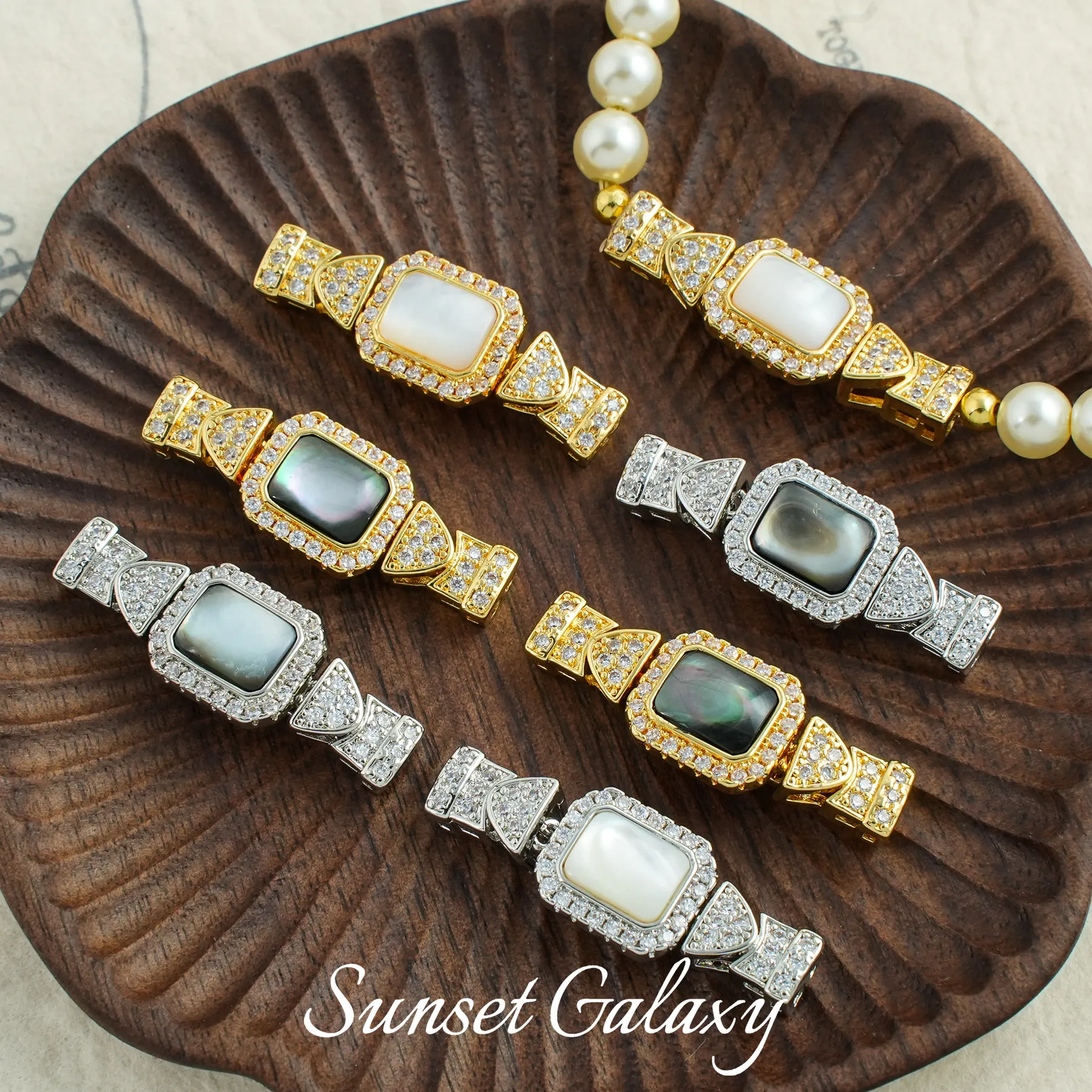 18k Electroplated Real Gold Shell Button Head Ingot Buckle Handmade DIY Beaded Material Bracelet Necklace Jewelry Accessories