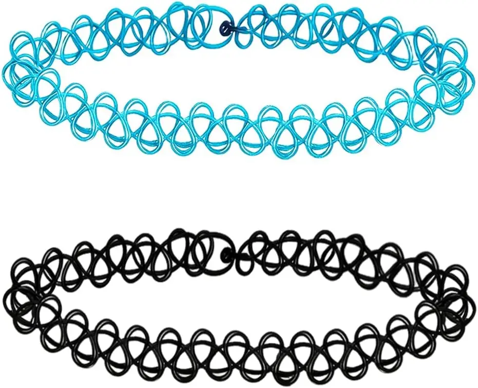 

2PCS Black Tattoo Choker Necklace Rainbow Tattoo Chokers Necklace 90s Choker Blue Tattoo Chokers Y2k