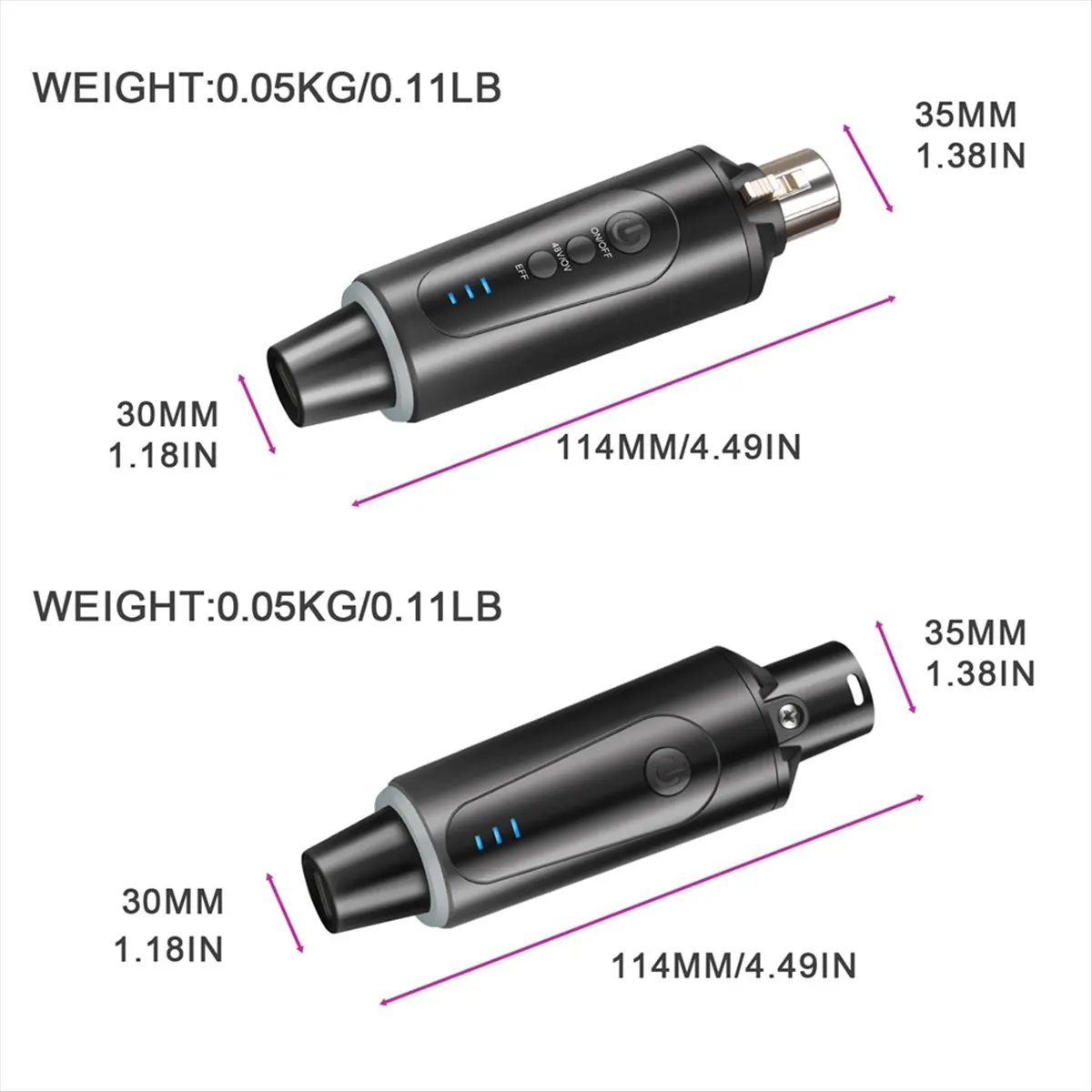 

3PCS Wireless Microphone System XLR Microphone Converter Adapter 2.4GHz Transmitter Receiver for Condenser Dynamic Mic