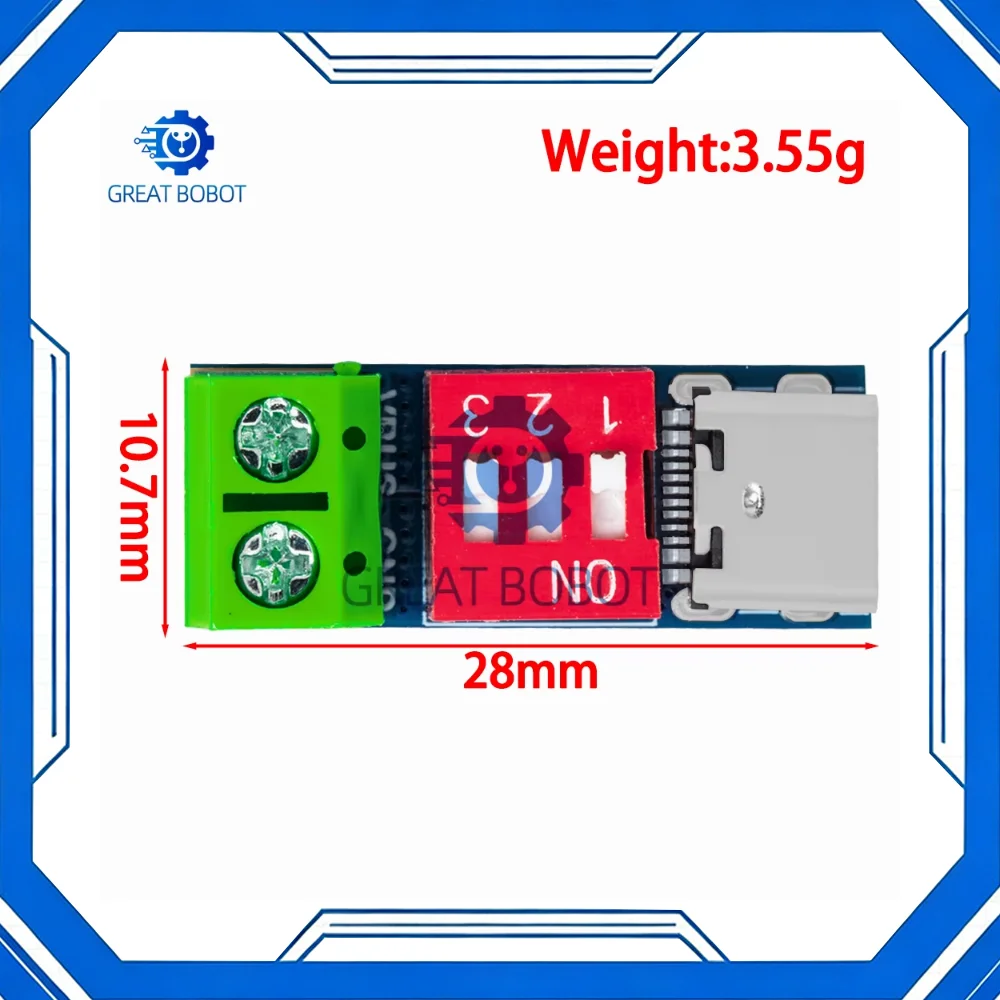 USB Type-C PD QC Decoy Trigger Board Module PD Fast Charging High-Efficiency Boost USB-C to 12V Power Adapter