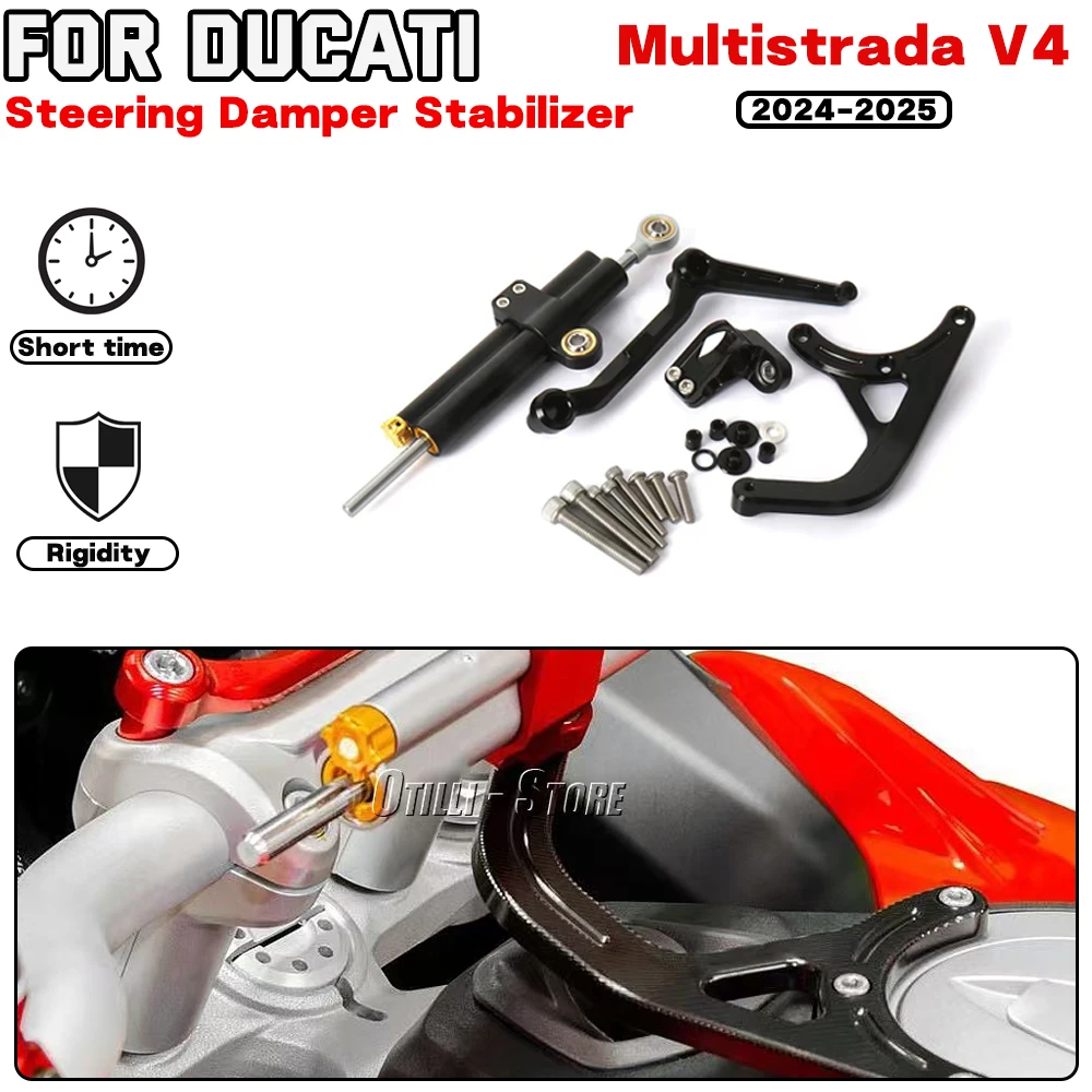 

For DUCATI Multistrada V4 2021 2022-2024 Motorcycle Aluminum Adjustable Steering Damper Stabilizer Safety Control Bracket Kit