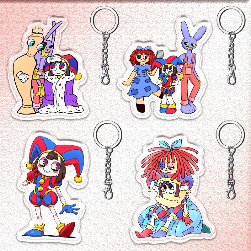 12cm The Amazing Digital Circus Acrylic Keychain Pomni Jax Gangle Double Sided Pattern Pendant Children's Festival Fun Gift